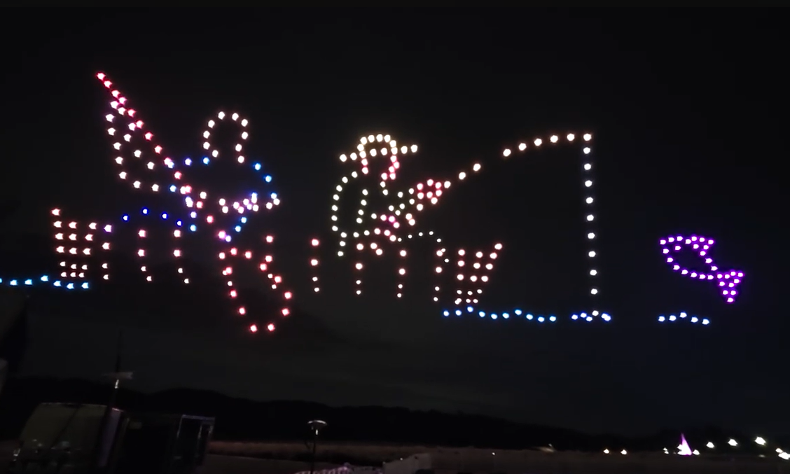 Fishing scene drone light show formation
