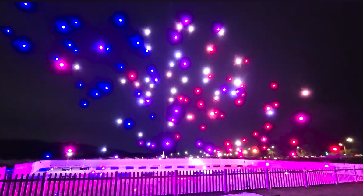 Drone light show landing formation